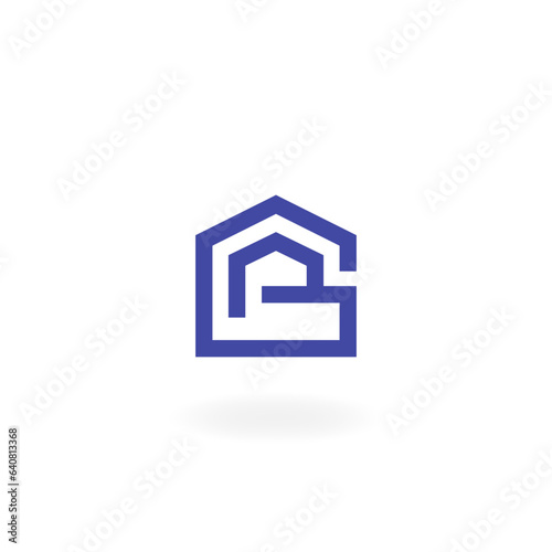 Smple, Abstract logo depicting the letter "G", “P”, a nd a house. Suitable for branding businesses, websites, or products with names starting with G or P. Ideal for construction, building tech, housin (ID: 640813368)