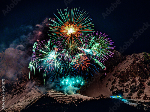 Fotografie Feuerwerk Berg-Silvester, Alpen, Berge