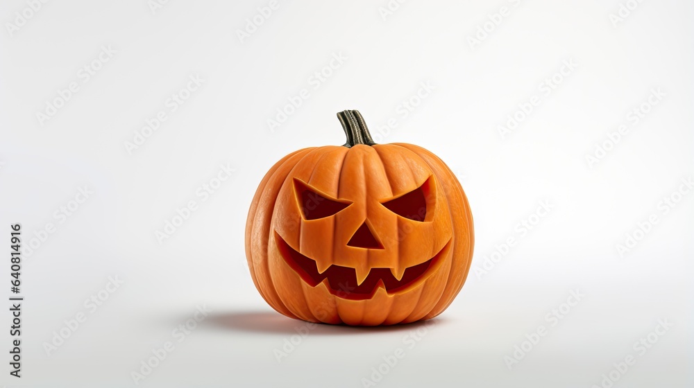 The image of a single carved pumpkin with a creepy muzzle, located on a white background, evokes the spirit of Halloween. The image of a single carved pumpkin with a creepy muzzle, located on a white background, evokes the spirit of Halloween.
