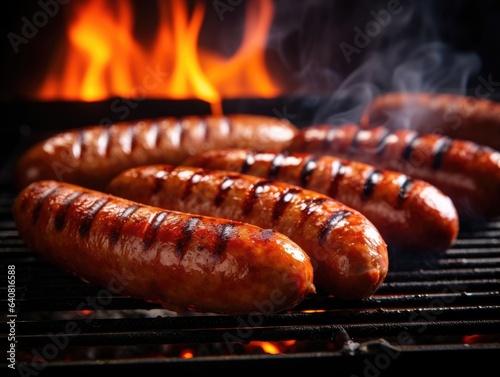 Sausages on a grill, close-up shot