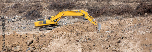 Gravel pit excavation site on a sunny day