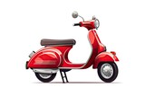 A red scooter on a clean white background created with Generative AI technology