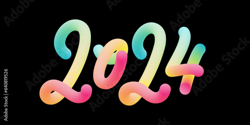 Balloon cartoon style New Year 2024 vector design.