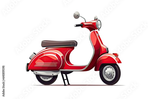A red scooter on a clean white background created with Generative AI technology