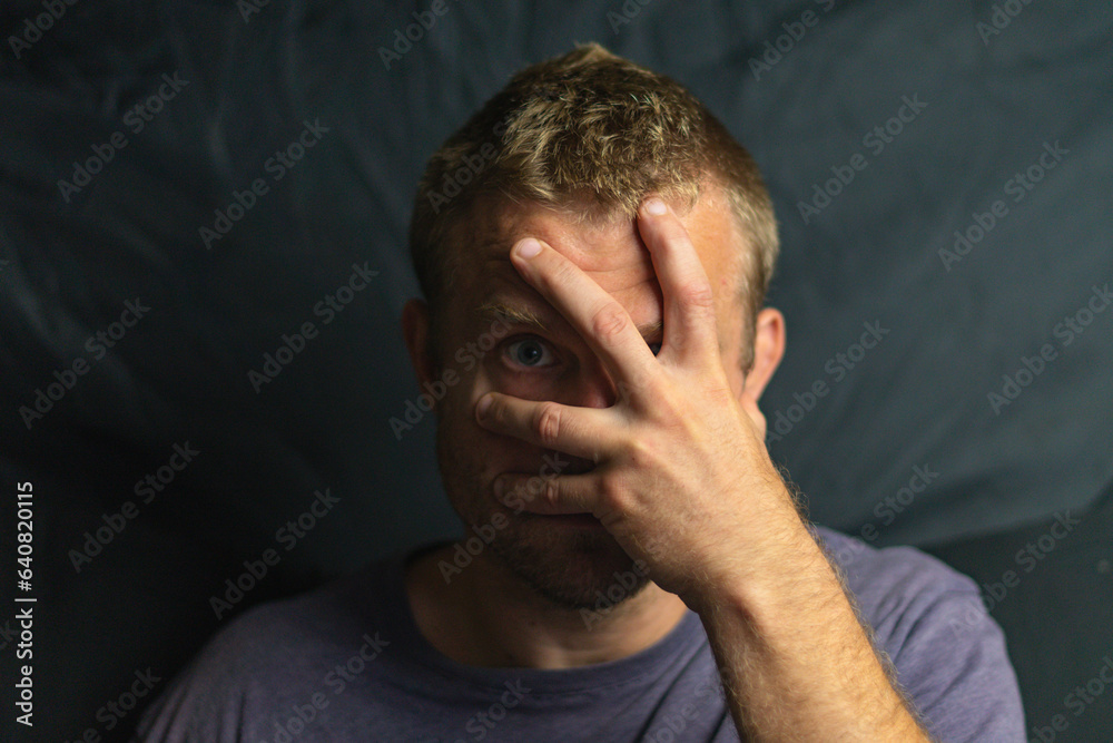 White man dealing with frustration, mental health concept White man dealing with frustration, mental health concept