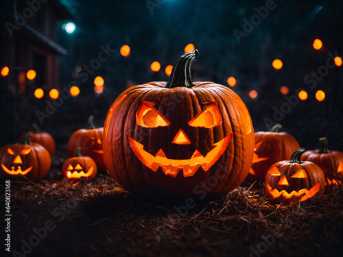 Carved Halloween Pumpkins Decoration © Kalpesh