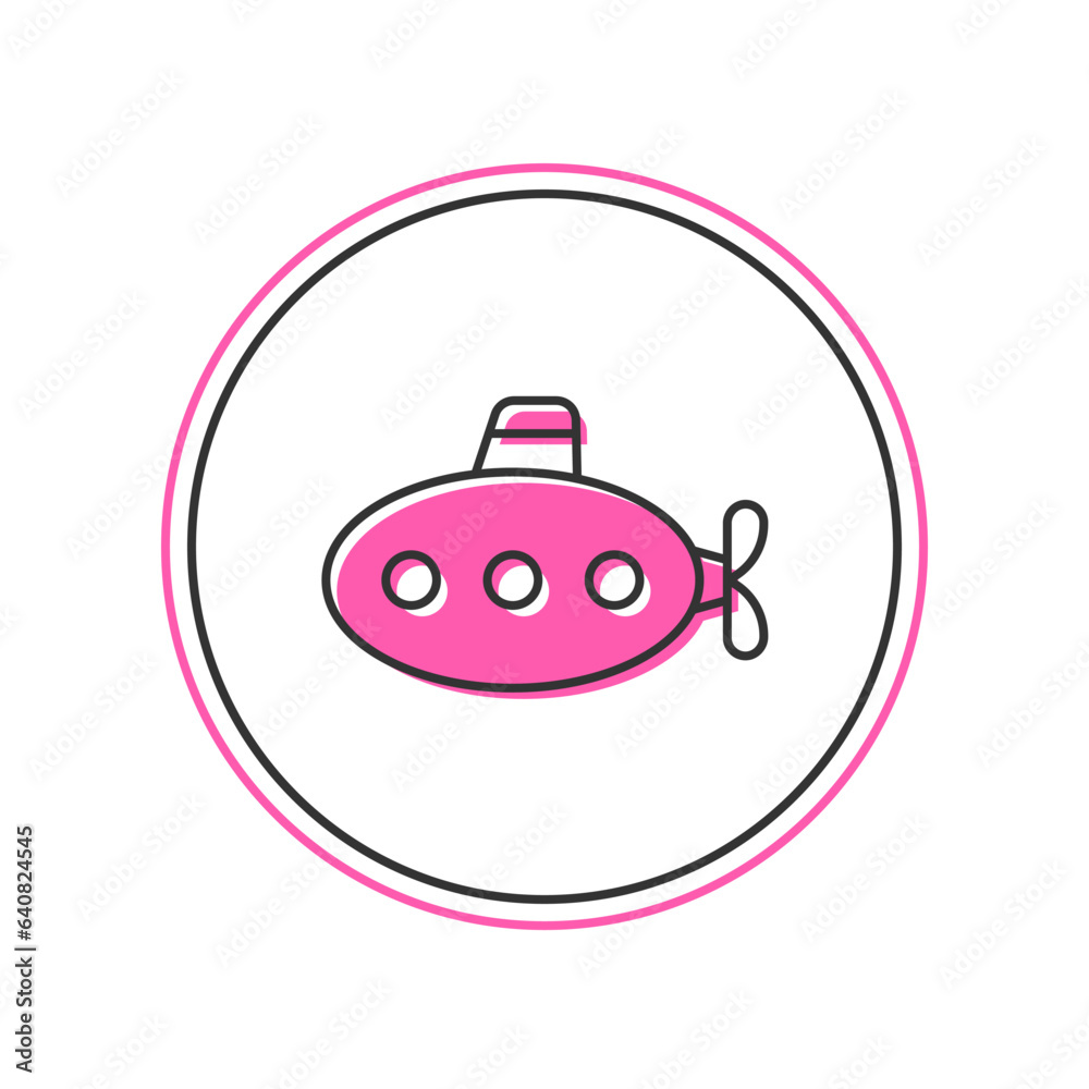 Filled outline Submarine toy icon isolated on white background. Vector Filled outline Submarine toy icon isolated on white background. Vector