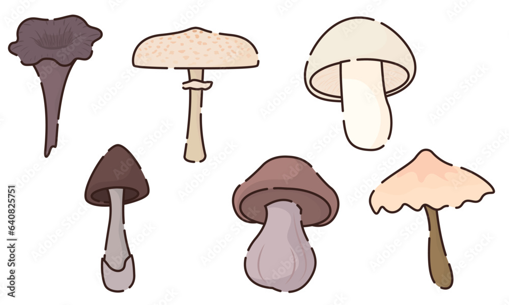 Sert of different colored mushroom icons Vector