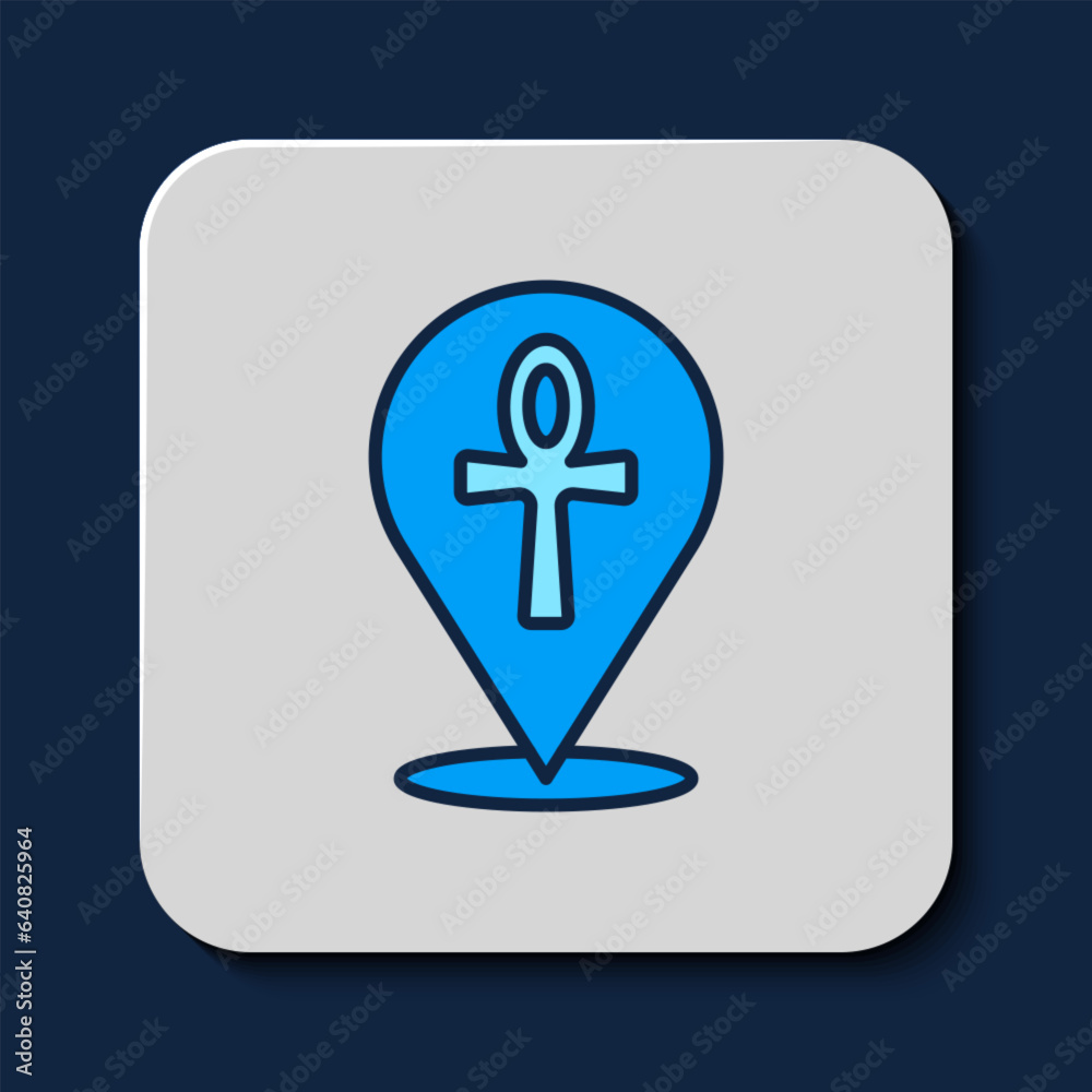 Filled outline Cross ankh icon isolated on blue background. Egyptian word for life or symbol of immortality. Vector Filled outline Cross ankh icon isolated on blue background. Egyptian word for life or symbol of immortality. Vector
