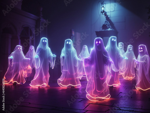 Ghost halloween costume with neon lights