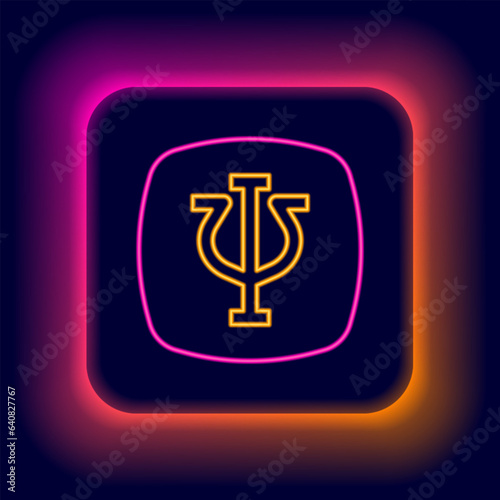 Glowing neon line Psychology icon isolated on black background. Psi symbol. Mental health concept, psychoanalysis analysis and psychotherapy. Colorful outline concept. Vector