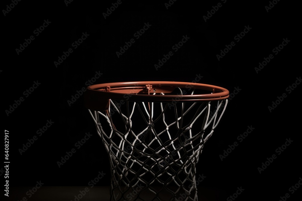 Sport concept. Basketball. Scoring basket with black background