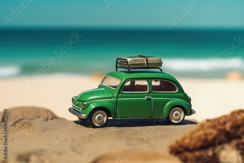 Summer travel Green car with luggage for summer holiday © GalleryGlider