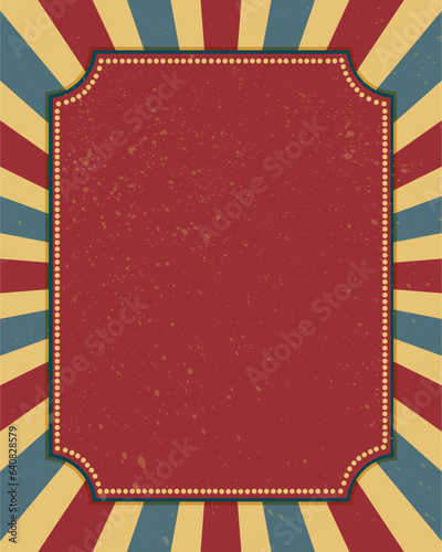Circus/Carnival/Fairground birthday invitation card template design vector/illustration.Vintage circus background. GRUNGE TEXTURE 2023