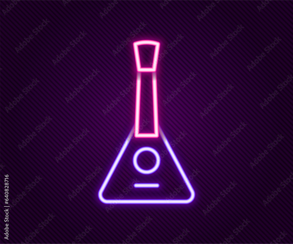 Glowing neon line Musical instrument balalaika icon isolated on black background. Colorful outline concept. Vector Glowing neon line Musical instrument balalaika icon isolated on black background. Colorful outline concept. Vector