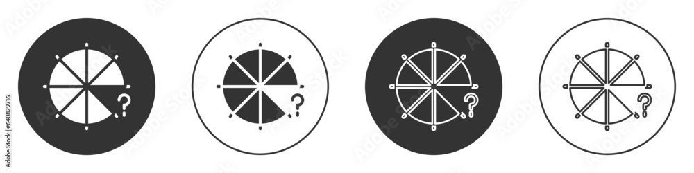 Black Circle of pieces icon isolated on white background. Circle button. Vector