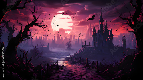 Scary castle on Halloween © Kateryna Kordubailo