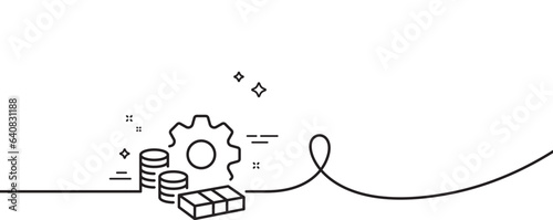 Money line icon. Continuous one line with curl. Transfer payment sign. Bank account maintenance symbol. Money single outline ribbon. Loop curve pattern. Vector