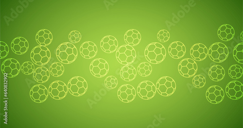 Soccer balls green background. Ornament can be used for gift wrapping paper, pattern fills, web page background, surface textures and fabrics.