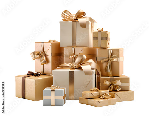 Сhristmas gifts isolated on white background, celebrating Christmas concept, realistic design illustration, generative ai