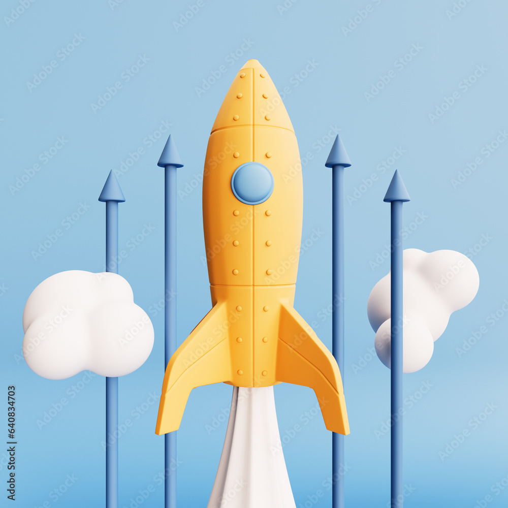 Rocket monument rising with arrows going up, personal and career ...