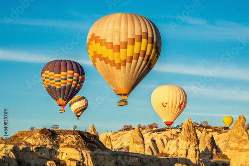 Balloon flight in Cappadocia at dawn. Turkey 