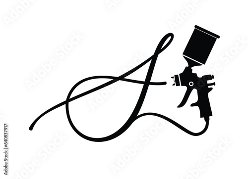 A vector illustration of gun spray paint monogram logo initial letter S