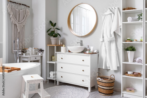 Interior of light bathroom ...