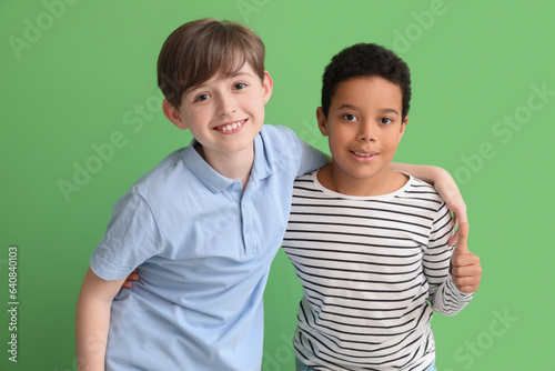 Cute little boys hugging on...