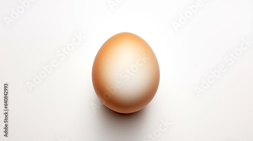 An image of a single egg placed on a white background and casting a thin shadow.