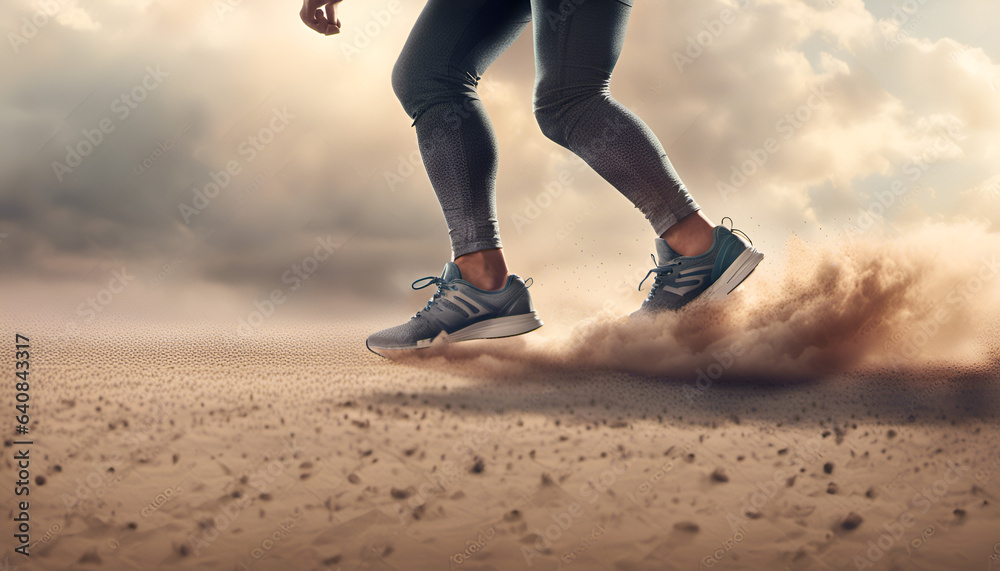 person running on the beach
