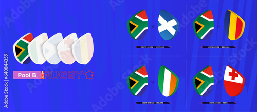 Rugby team of South Africa all matches icon in pool A of international rugby tournament.