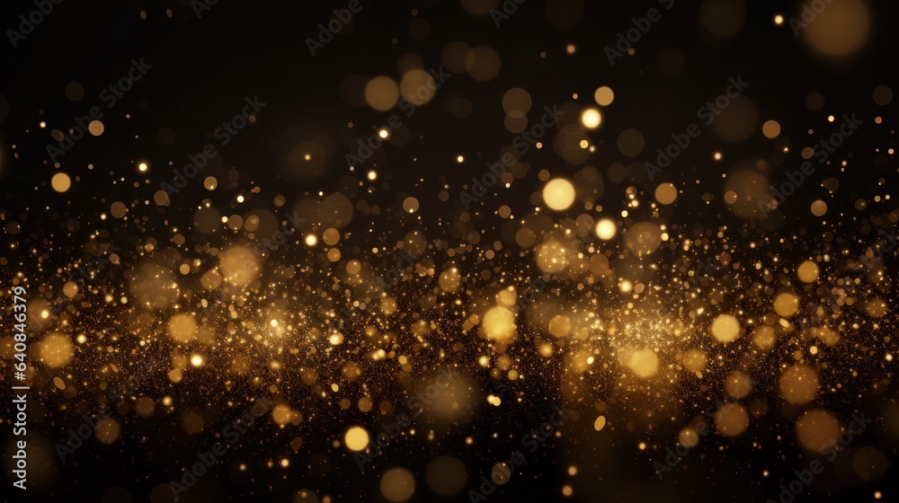 Golden light spots scene on black background