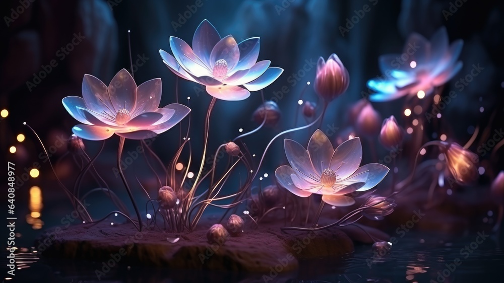 A bunch of flowers that are in the water A bunch of flowers that are in the water