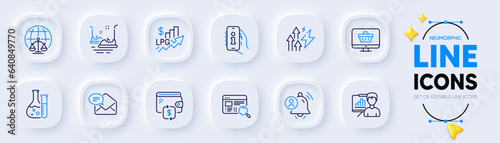 Bumper cars, Magistrates court and Support line icons for web app. Pack of Presentation board, Rise price, Web shop pictogram icons. New mail, Website search, Wallet signs. Chemistry lab. Vector