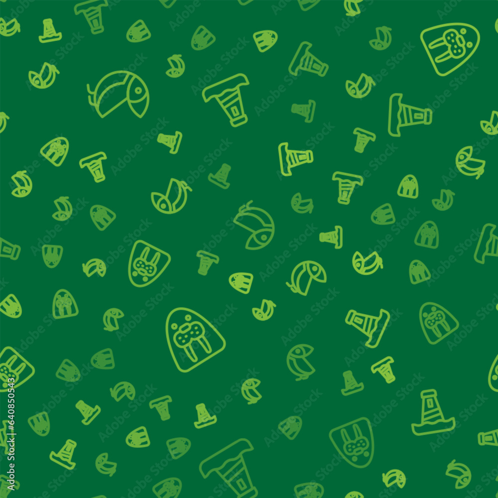 Set line Albatross, Walrus animal and Lighthouse on seamless pattern. Vector