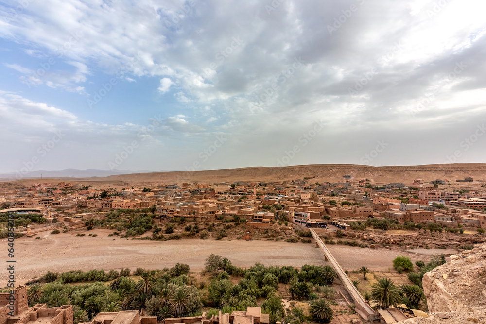 View from Ait Ben Haddou at surrounding town and landscape
