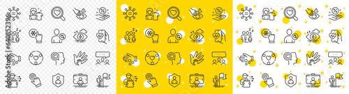 Outline Freezing click, Writer and Loan percent line icons pack for web with Food delivery, Inclusion, Security line icon. Social responsibility, Donation money, Ethics pictogram icon. Vector