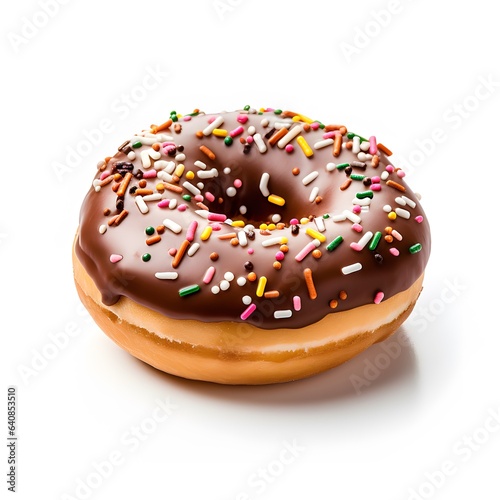 chocolate donut with sprinkles isolated on white