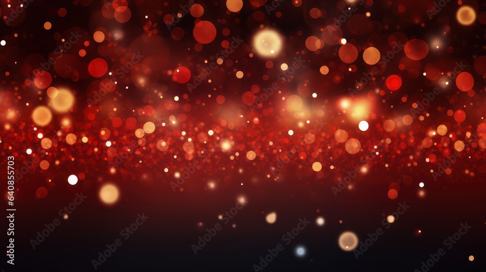 Festive red christmas background with golden glitter created with Generative AI