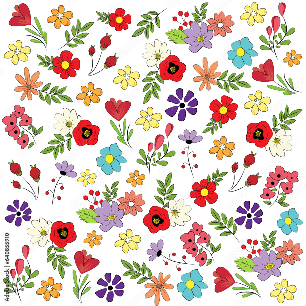 Fototapeta premium Fondo floral con flores variadas de colores alegres.