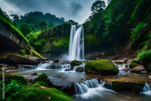 waterfall in the forest generated by al technology 