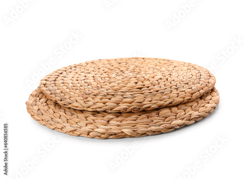 Wicker mats isolated on whi...
