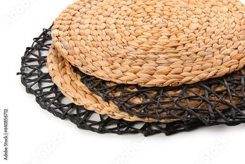 Set of wicker mats isolated...