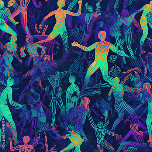 Vibrant Psychedelic Music Festival Art with Dancing Colors