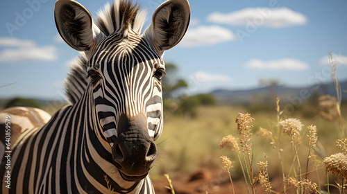 zebra face photo standing alone 