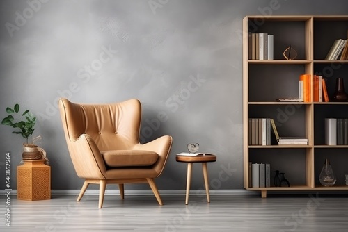 Scandinavian bookcase with armchair