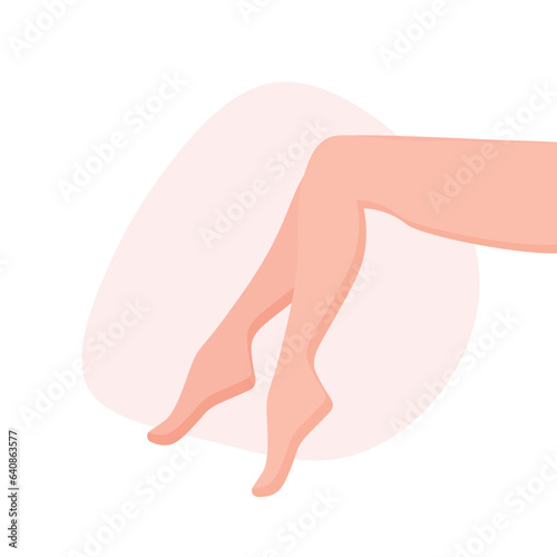 Smooth beautiful woman leg. Beauty salon poster and laser hair removal. Female legs. Vector illustration in a trendy flat style.