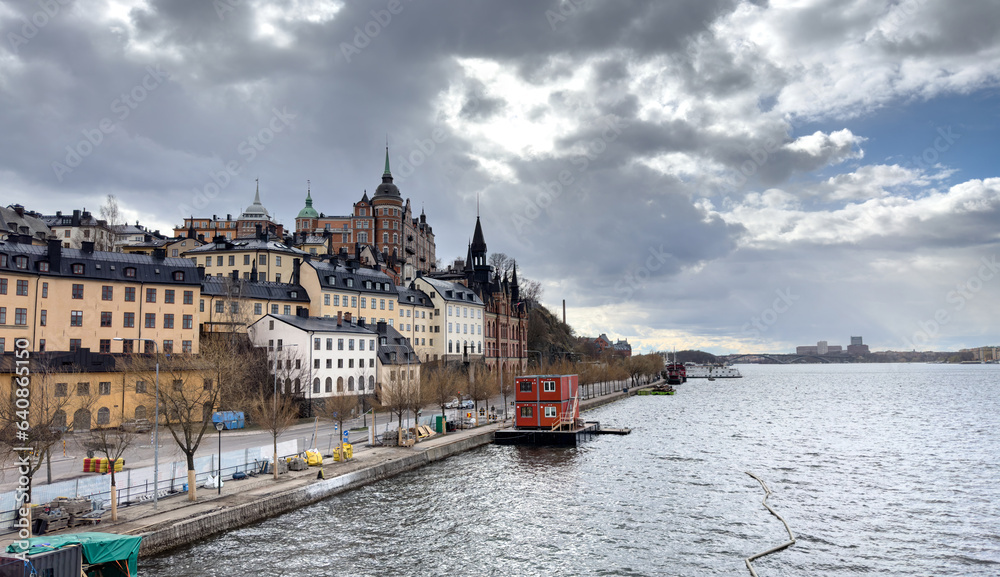 Panoramic view in Stockholm, Sweden on a cloudy day