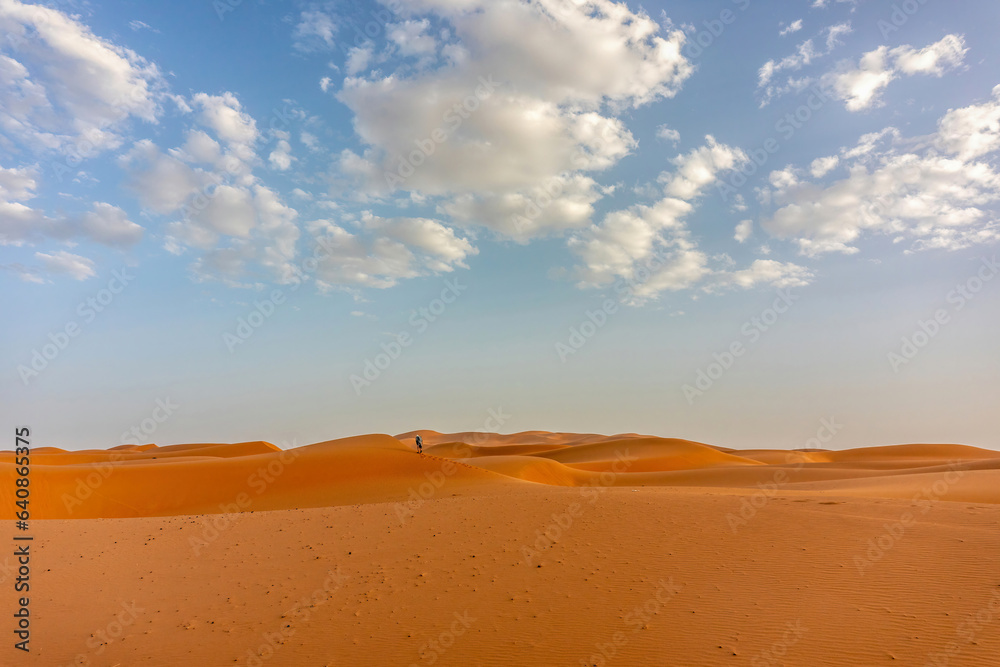 Sand dunes of Erg Chebbi of the sahara at Merzouga, Morocco, in summer in the evening light
